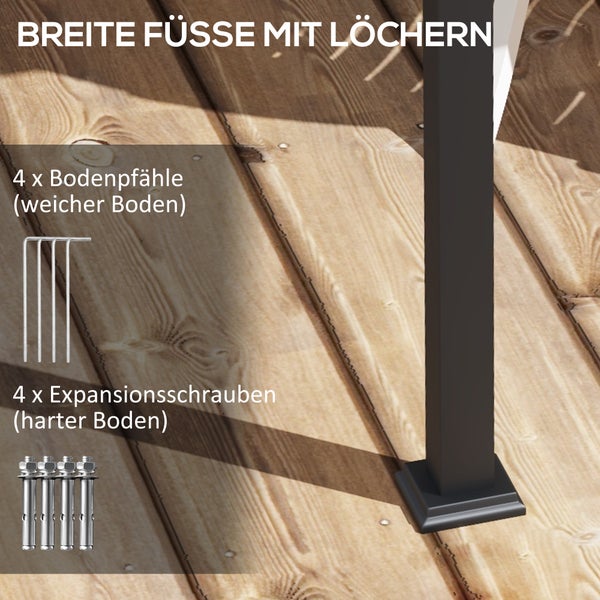 Outsunny Terrassendach Pergola ca. 3x3m Terrassendachung, Garten Pavillon aus Aluminium, Wandmontage, Gartenpavillon mit Verstellbares Dach, Sonnenschutz für Terrasse und Garten, Cremeweiß