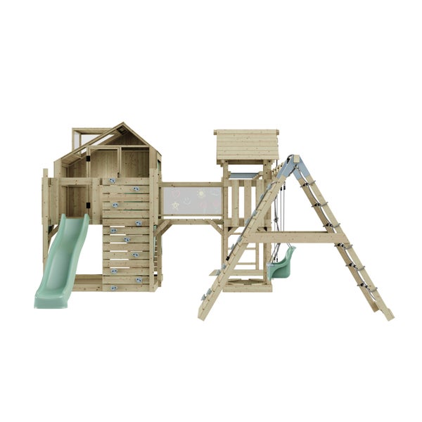 Spielplatz mit Rutsche, Schaukel und Kletterwand für den Garten