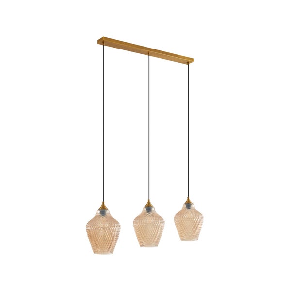 Lindby Pendelleuchte Drakar (Retro, Vintage Antik) in Creme aus Glas (3 flammig E27) - Hängelampe Esstischlampe Hängeleuchte Wohnzimmerleuchte