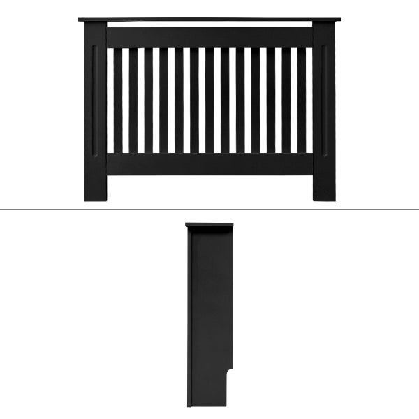 ECD Germany Heizkörperverkleidung Landhausstil 112x19x82 cm Schwarz aus MDF lackiert für Schlafzimmer Wohnzimmer Heizungsverkleidung Heizkörperabdeckung Heizungsabdeckung Heizung Heizkörper Abdeckung