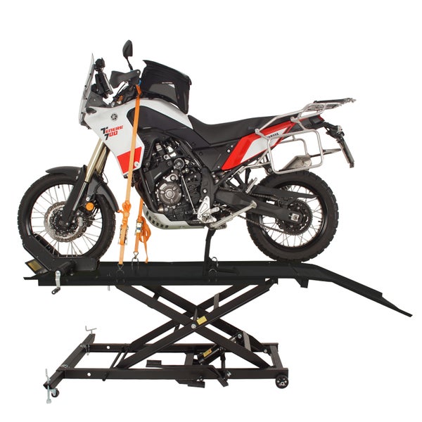 Hydraulische Motorradhebebühne XL 560 kg Scherenhub Breite 60,5 cm Motorradheber Rampe in Schwarz