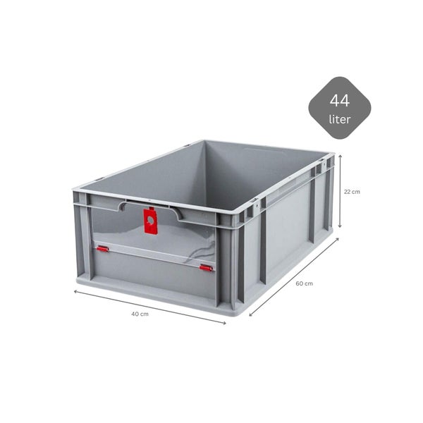 PROREGAL Eurobox NextGen Insight Cover HxBxT 22 x 40 x 60 44 Liter Niedrig/Rot Eurobehälter Transportbox