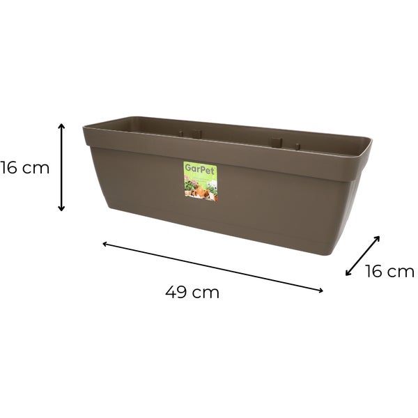 Blumenkasten Balkongeländer Balkon Blumenkasten Balkonkasten mit Halterung Balkonkasten Geländerkästen Balkonkasten mit Wasserspeicher 50 cm taupe