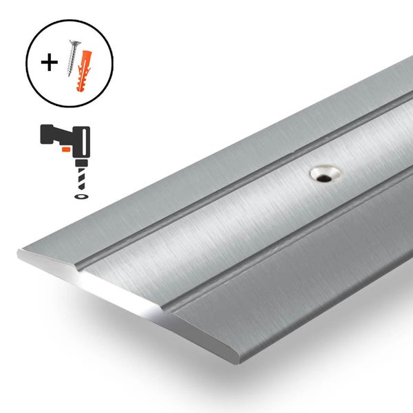 FLOORDIREKT Übergangsprofil Firm - Breite: 36 mm - Vorgebohrt - Silber - 90 cm