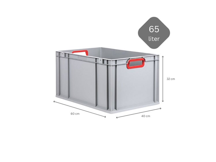 PROREGAL Eurobox Nextgen Color HxBxT 32 x 40 x 60 cm 65 Liter Griffe Rot Offen Verstärkter Boden Eurobehälter Transportbox