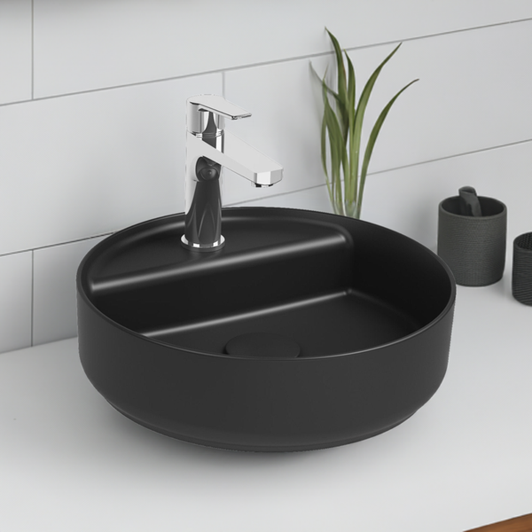 Isvea Waschbecken Rund Aufsatzwaschbecken Badezimmer Schwarz