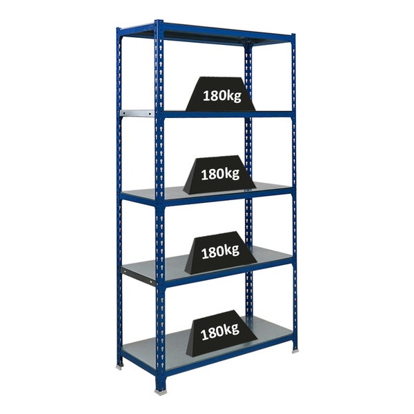 PROREGAL Schwerlastregal Metal Shark HxBxT 180 x 90 x 40 cm Fachlast 180 kg Blau-Verzinkt