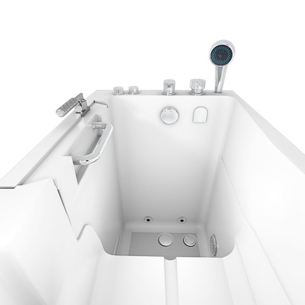 Illustration einer Duschkabine mit Maßangaben zu Installation und Positionierung.