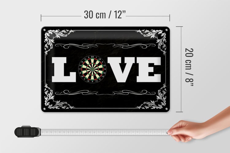 Blechschild Spruch 30x20cm Love Darts Wanddeko