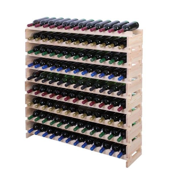 Weinregal VINOTECA FLEX PRO HxBxT 121x123x28cm 108 Flaschen auf 9 Ebenen Massives Kiefernholz Natur unbehandelt