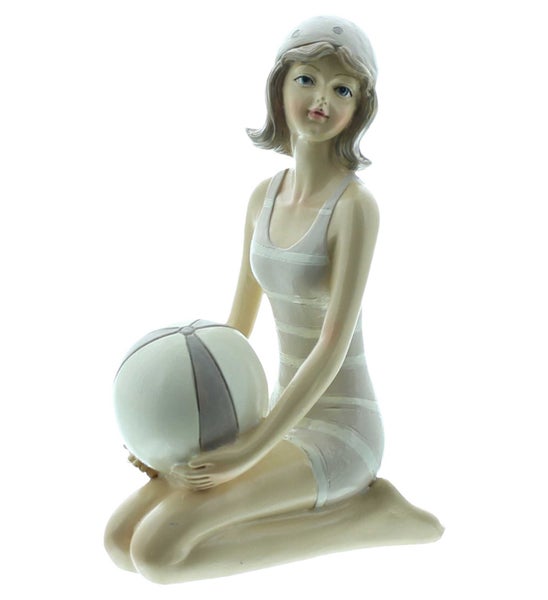 FRANK FLECHTWAREN | Figur Stranddame, 9 x 5 x 13 cm, POLYRESIN