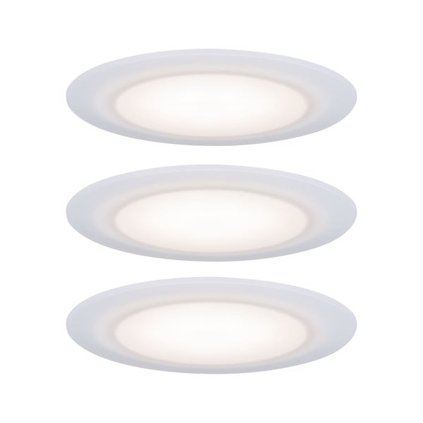 Premium LED Einbauleuchte Suon Basisset IP44 rund 90mm 3x5W 3x450lm 230V dimmbar 2700K Satin, Weiß