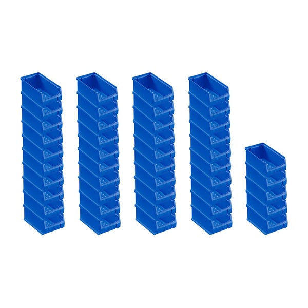 PROREGAL Trägersystem Graue Systemplatte mit 45 x Blauen Sichtlagerboxen 2.0 Maße H x B 50 x 100 cm Sichtlagerbox Sichtlagerbehälter