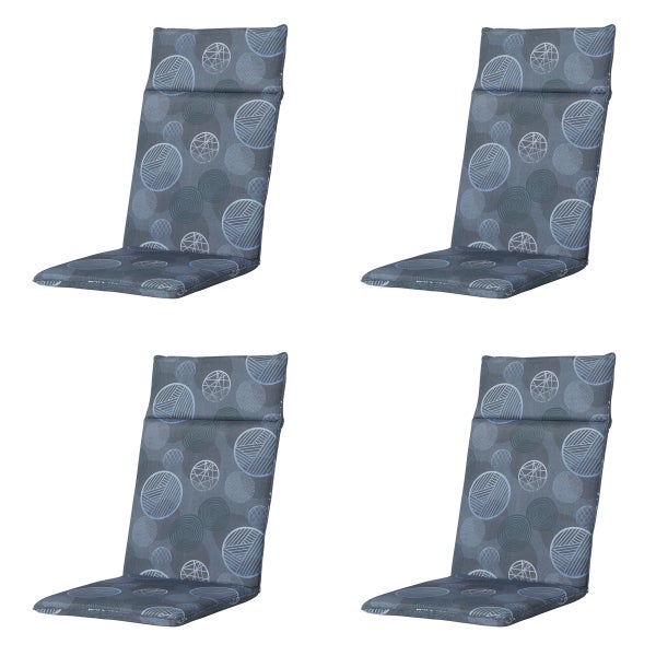 Hochlehnerauflage Circle blau - Ca. 120x50 cm - 4er-Set