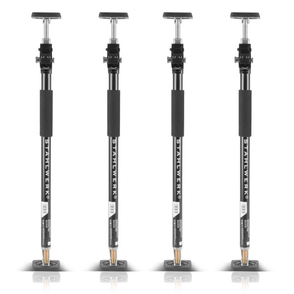 Stahlwerk 4er Set Deckenstützen, verstellbare Montagestützen aus Metall mit gummierten Standfüßen.