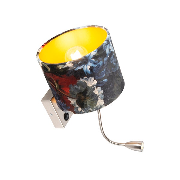 Wandleuchte mit Blumenmuster und Lesearm