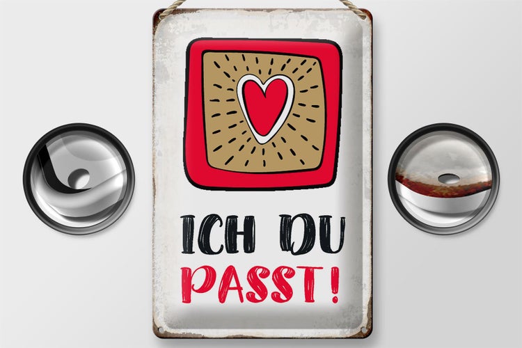 Blechschild Spruch 20x30cm ich du passt Herz Liebe