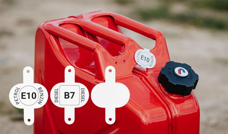 BW® Clip für Kraftstoffkenneichnung für Kraftstoffkanister Metall Benzinkanister 3er Set - Benzin, Diesel, Neutral - Made in Europe