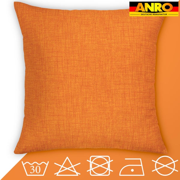 Kissenhülle Orange 40x40cm ohne Füllung Leinenoptik