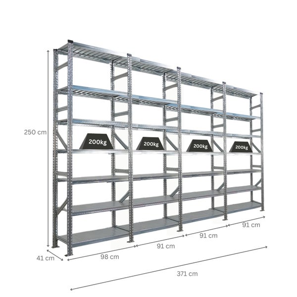 Regalsystem mit mehreren Ebenen und Gewichtsangaben
