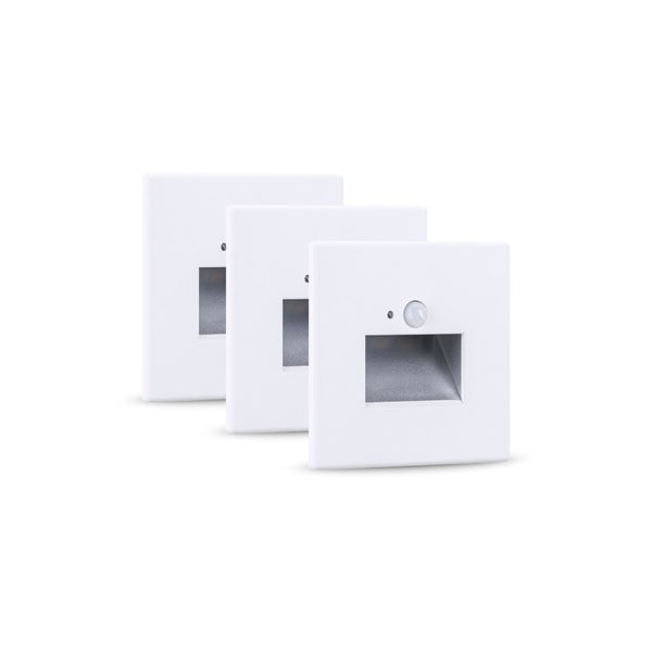 Set LED Wandeinbauleuchte Edge 3er-Set 80x42mm 3x1,2W 3x25lm 230V 2700K Weiß matt