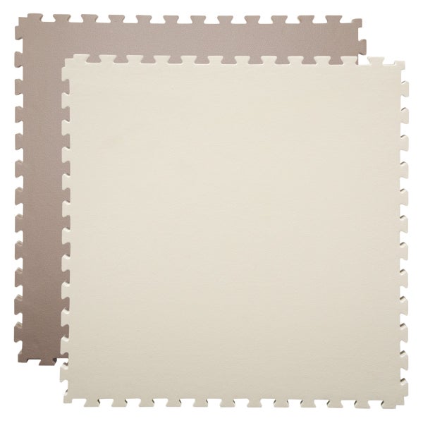 40mm Trainingsmatte mit Rand - 90x90cm Bodenschutz-Matte Beige Braun