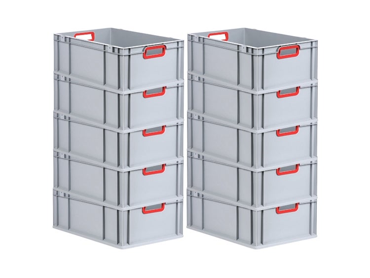 PROREGAL Eurobox Nextgen Color HxBxT 22 x 40 x 60 cm 44 Liter Griffe Rot Offen Verstärkter Boden Eurobehälter Transportbox