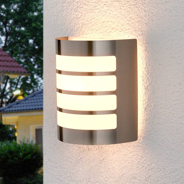 Lindby Edelstahl Wandlampe aussen, Wandleuchte außen IP44 Außenbeleuchtung Wand Hof Garten Terrasse Balkon Aussenwandleuchte