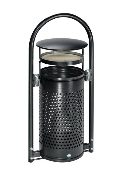 PROREGAL Abfallsammler Mit Rohrbogenständer Aschereinsatz Zum Einbetonieren 60 70 Liter HxBxT 116,5 x 58 x 38 cm Verzinkter Stahl Grau