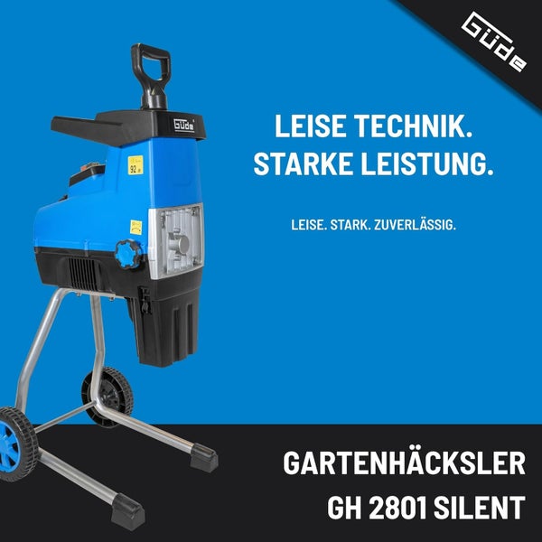 Güde Gartenhäcksler GH 2801 Silent mit Metallgestell und Rädern.