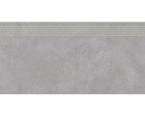 Graue Treppenfliese aus Feinsteinzeug mit Rillen