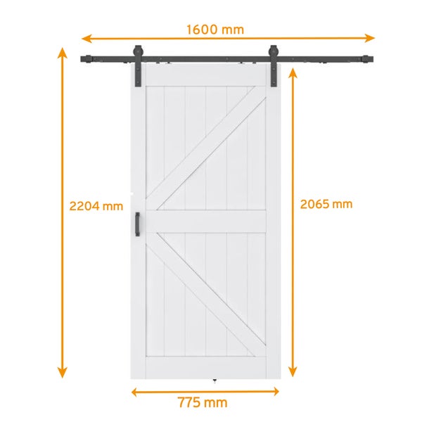 Schiebetür mit Schiene und Maßangaben