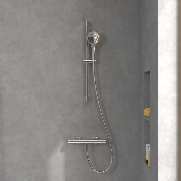 Villeroy & Boch Duscharmatur Universal Taps & Fittings, Aufputz-Thermostat mit Verbrühschutz, Sicherheitssperre bei 38°, Chrom