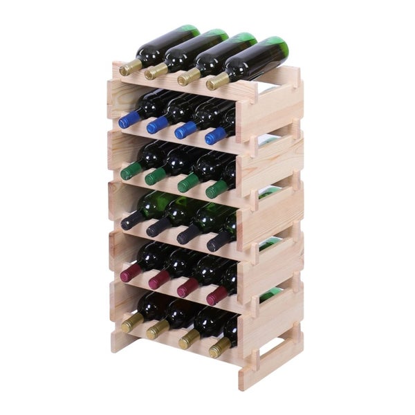 Weinregal VINOTECA FLEX PRO HxBxT 79x46x28cm 24 Flaschen auf 6 Ebenen Massives Kiefernholz Natur unbehandelt