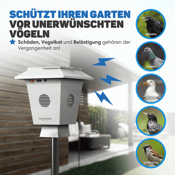 Vulpes Goods Vogelschreck - Vogelabwehr - Eule Vogelscheuche- Taubenabwehr - Specht Abwehr - Für Garten, Terrasse, Balkon
