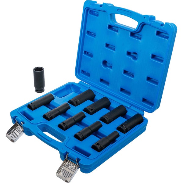 BGS Kraft-Steckschlüssel-Einsatz-Satz Sechskant tief Antrieb Innenvierkant 12,5 mm (1/2) SW 10 - 24 mm 10tlg. - 5206