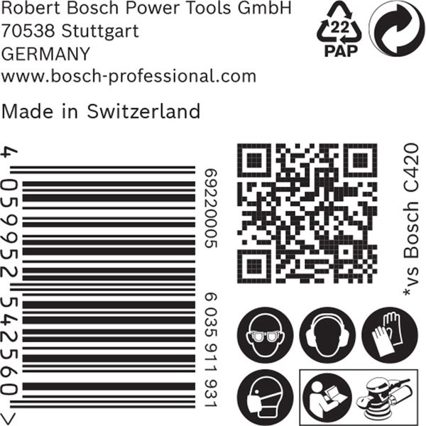 Bosch 50x Expert C470 Schleifpapier mit 6 Löchern für Exzenterschleifer 150 mm G 60 - 2608900918