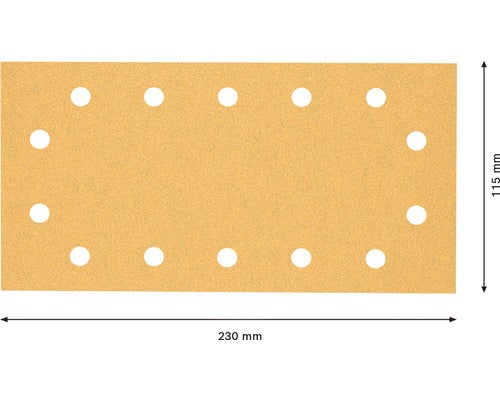 Schleifpapier mit Löchern, Abmessungen 230 mm x 115 mm