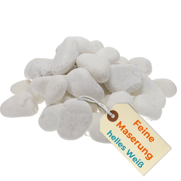 Kieselsteine Garten Zierkies Weiß Aquarium Kies Carrara Marmorkies Dekostein Weiße Kieselsteine Zierstein Marmor Kies Weiß 25 kg 40-60 mm