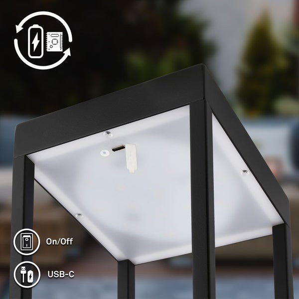 LED Akku Tischleuchte mit 3-step Touchdimmer 5W 450 lm 3000 K H 31,5 cm Luca schwarz