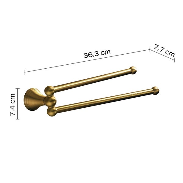 2-armiger Handtuchhalter aus bronzefarbenem Edelstahl | Rosa