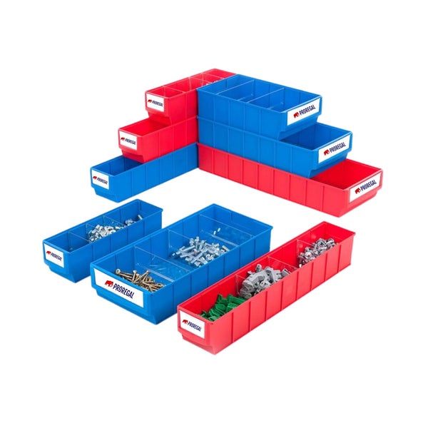 PROREGAL Rote Industriebox 500 B HxBxT 8,1 x 18,3 x 50 cm 6 Liter Sichtlagerkasten Sortimentskasten Sortimentsbox Kleinteilebox