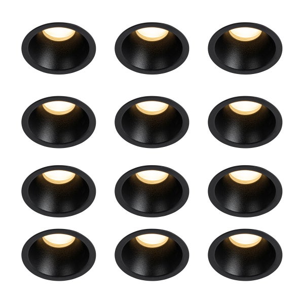 Set mit 12 modernen Einbaustrahlern schwarz GU10 35mm IP44 - Dept