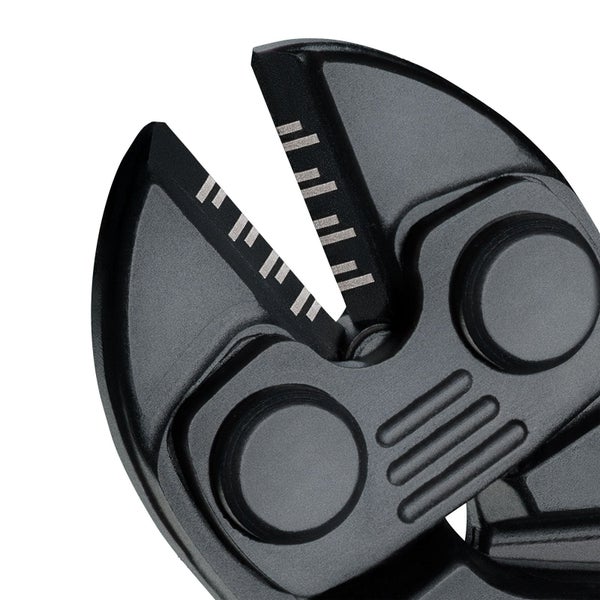 Nahaufnahme einer Bolzenschere mit Schneide