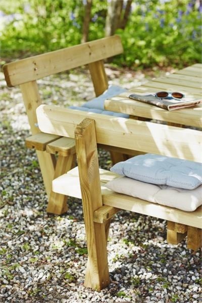 Quadratischer Picknicktisch, Gartentisch, Gartenmöbel  - KDI Holz - 8 Plätze - mit Rückenlehne