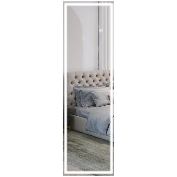 HOMCOM Wandspiegel 120 x 40 cm, Badspiegel mit LED-Beleuchtung, 3 Lichtbarben dimmbar, rechteckiger Ganzkörperspiegel mit Touch-Schalter, Memory-Funktion für Schlafzimmer, Badezimmer Schwarz
