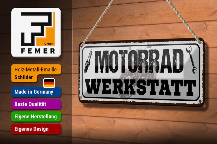 Blechschild Spruch 27x10cm Motorrad Werkstatt Werkzeug Dekoration