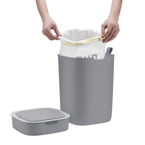 PROREGAL Moderner Quadratischer Abfalleimer Mit Smart Sensor 12 Liter HxBxT 33,7 x 35 x 25 cm Grau