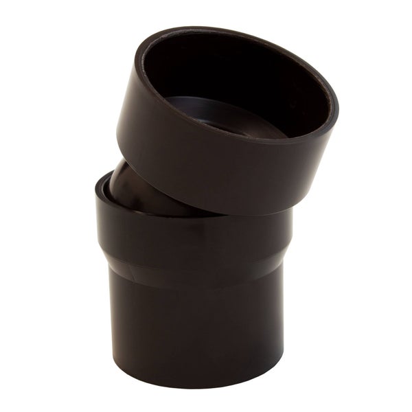 Verstellbarer Abwasserrohrbogen aus schwarzem Polyethylen.