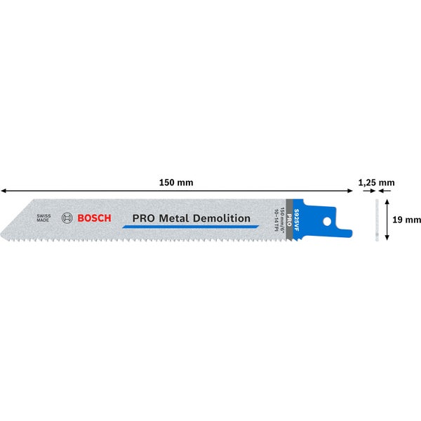 Bosch PRO Metal Demolition S925VF Blatt 1,25 x 19 x 150 mm 5-tlg. - 2608657407